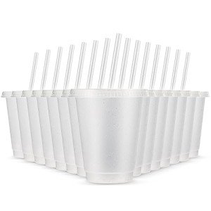 15 Pack Glitter Tumbler Cups with Straws 16 oz