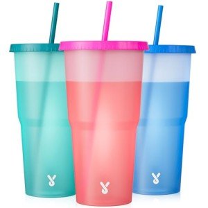 Color Changing 40 oz Tumblers with Lids and Straws