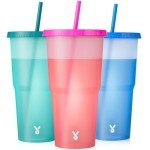 Color Changing 40 oz Tumblers with Lids and Straws