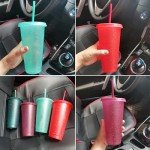 Rainbow Glitter Reusable Tumblers with Lids & Straws