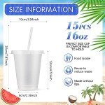 15 Pack Glitter Tumbler Cups with Straws 16 oz