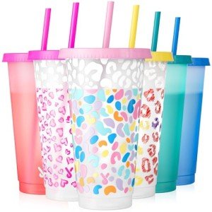 Color Changing Reusable Plastic Tumblers - 6 Pack