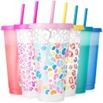 Color Changing Reusable Plastic Tumblers - 6 Pack