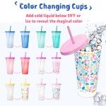 Color Changing Reusable Plastic Tumblers - 6 Pack