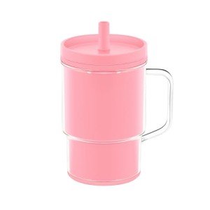 Baby Pink Silicone Sippy Cup with Straw 8OZ