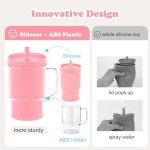 Baby Pink Silicone Sippy Cup with Straw 8OZ
