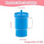 Baby Pink Silicone Sippy Cup with Straw 8OZ
