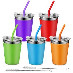 Rommeka 12oz Kids Tumblers with Lids & Straws