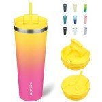 26oz Stainless Steel Insulated Travel Tumbler - Pink Yellow Rose
