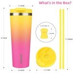 26oz Stainless Steel Insulated Travel Tumbler - Pink Yellow Rose