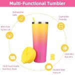 26oz Stainless Steel Insulated Travel Tumbler - Pink Yellow Rose