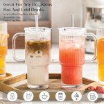 26oz Ribbed Glass Tumblers with Handle – 2-Pack