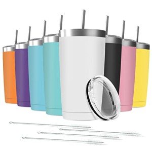 8-Pack 20 oz Insulated Tumblers with Straws