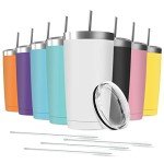 8-Pack 20 oz Insulated Tumblers with Straws