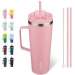 Light Pink Insulated Tumbler with Handle - 26oz