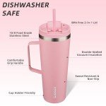 Light Pink Insulated Tumbler with Handle - 26oz