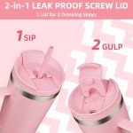 Light Pink Insulated Tumbler with Handle - 26oz