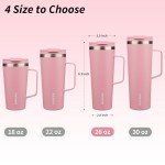 Light Pink Insulated Tumbler with Handle - 26oz