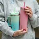 Light Pink Insulated Tumbler with Handle - 26oz