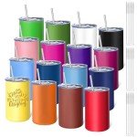 16 Pack Stainless Steel Skinny Tumblers - 12oz