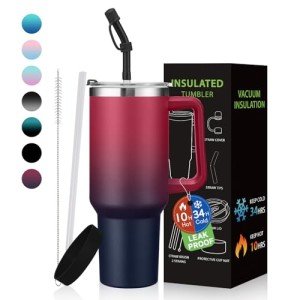 40 oz Insulated Tumbler with Lid and Straw
