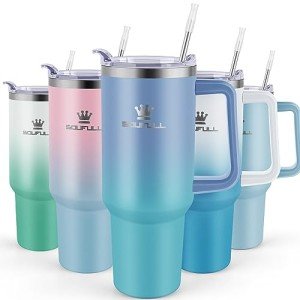 40 oz Insulated Tumbler with Handle & Straw