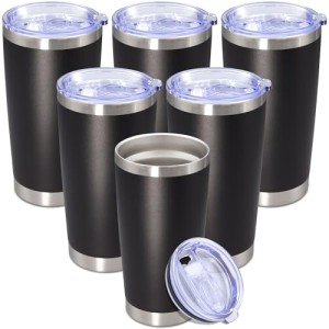 Black 20 oz Insulated Travel Tumblers - 6 Pack