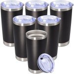 Black 20 oz Insulated Travel Tumblers - 6 Pack
