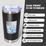 Black 20 oz Insulated Travel Tumblers - 6 Pack