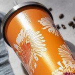 Bzyoo Double Wall Insulated Tumbler with Straw - Orange