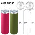 Set of 4 Pink Insulated 20oz Tumblers with Straws