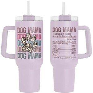 Dog Mom 40 oz Stainless Steel Tumbler with Straw