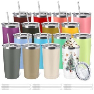 16 Pack 20oz Insulated Stainless Steel Tumblers