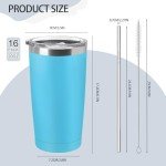 16 Pack 20oz Insulated Stainless Steel Tumblers