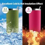 Set of 4 Pink Insulated 20oz Tumblers with Straws