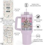 Dog Mom 40 oz Stainless Steel Tumbler with Straw