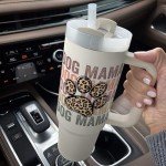 Dog Mom 40 oz Stainless Steel Tumbler with Straw