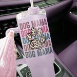 Dog Mom 40 oz Stainless Steel Tumbler with Straw