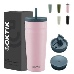 COKTIK 24oz Insulated Tumbler with Lids - Blush