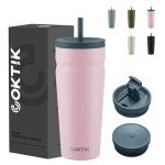 COKTIK 24oz Insulated Tumbler with Lids - Blush