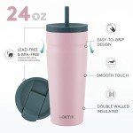 COKTIK 24oz Insulated Tumbler with Lids - Blush