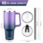 40 oz Insulated Tumbler with Handle and Straw