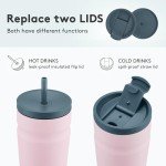 COKTIK 24oz Insulated Tumbler with Lids - Blush
