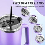 40 oz Insulated Tumbler with Handle and Straw