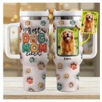 Custom 40 Oz Dog Mom Tumbler with Handle
