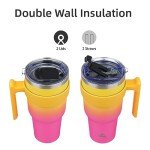 40 oz Rainbow Tumbler with Handle & Straws