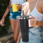 40oz Insulated Stainless Steel Tumbler with Straw