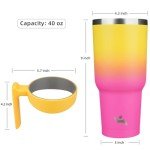 40 oz Rainbow Tumbler with Handle & Straws