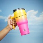 40 oz Rainbow Tumbler with Handle & Straws