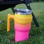 40 oz Rainbow Tumbler with Handle & Straws